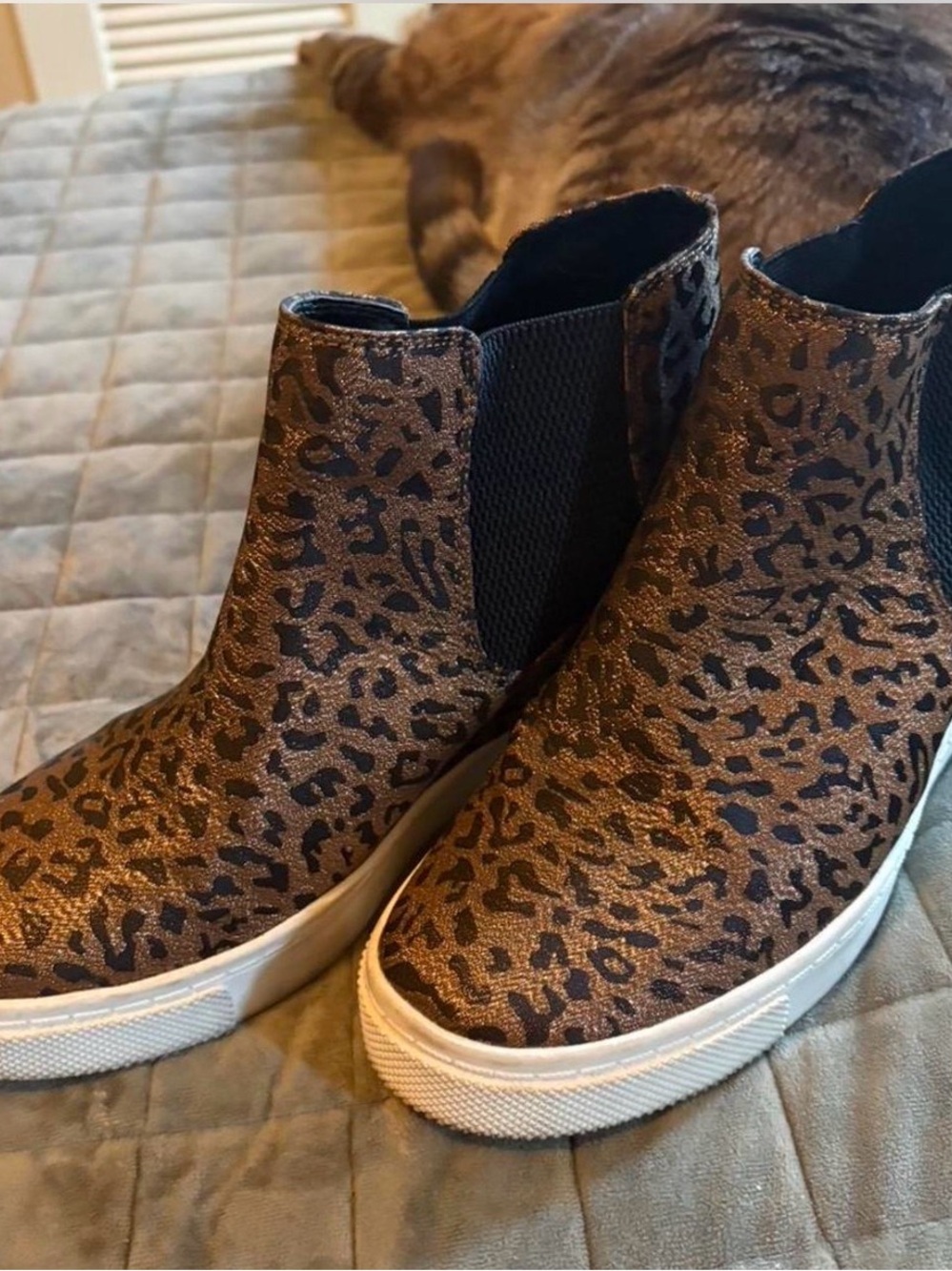 Gianni Bini Leopard-Print Slip-On Wedge Sneakers - Brown & Black